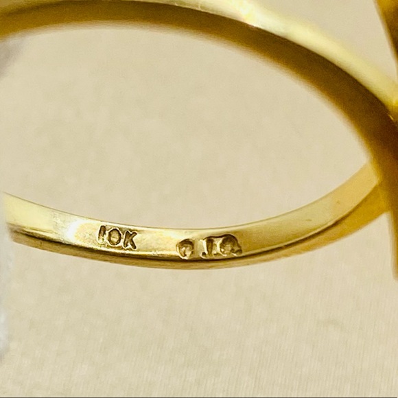 EUC Estate 10k Yellow Gold Genuine Multi-Colored Gemstone & Diamond Flower Ring - Picture 15 of 17